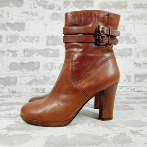 Bandolino Chestnut Leather Ankle Booties